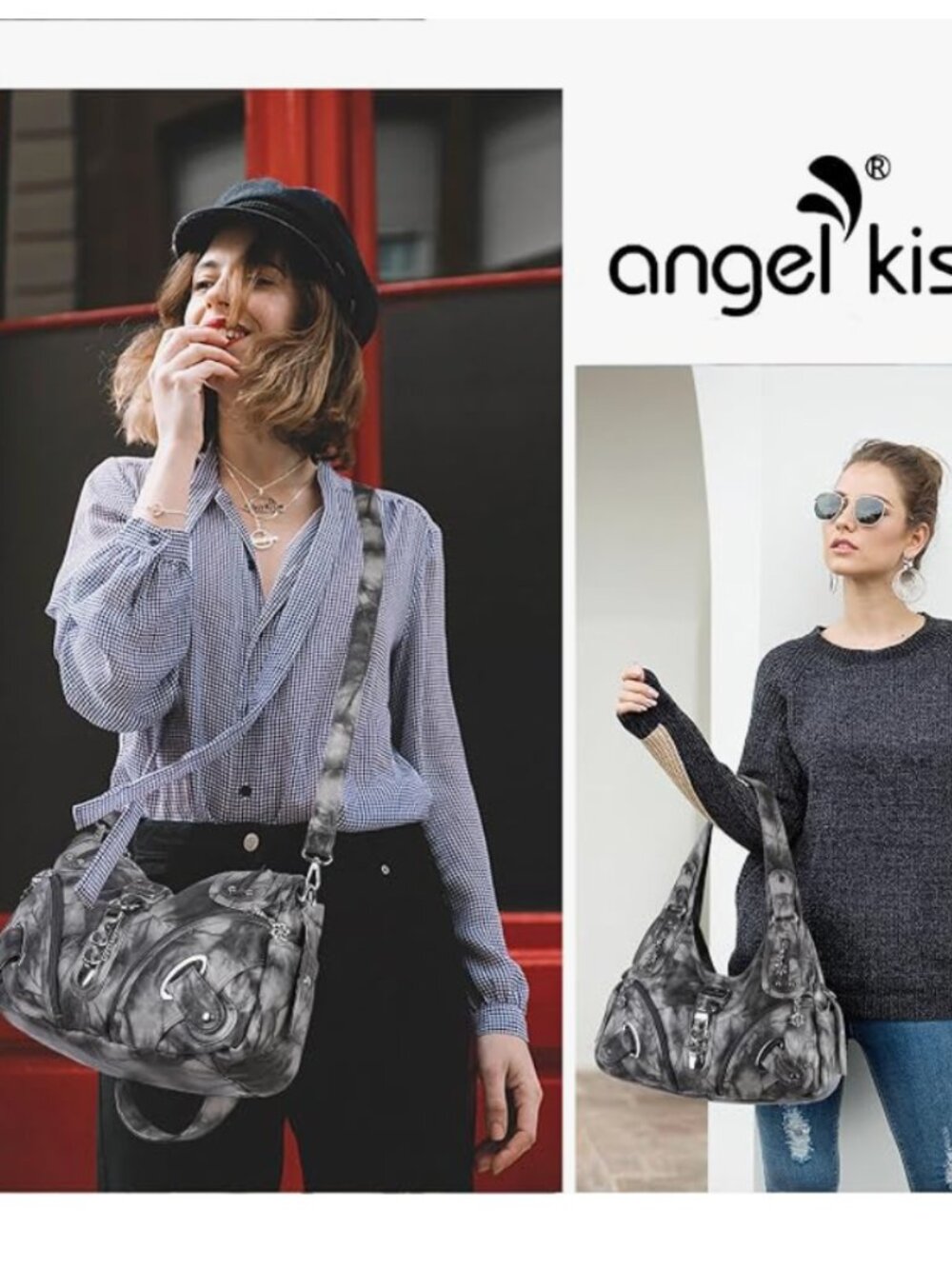 Large Black and Grey Handbag/Purse